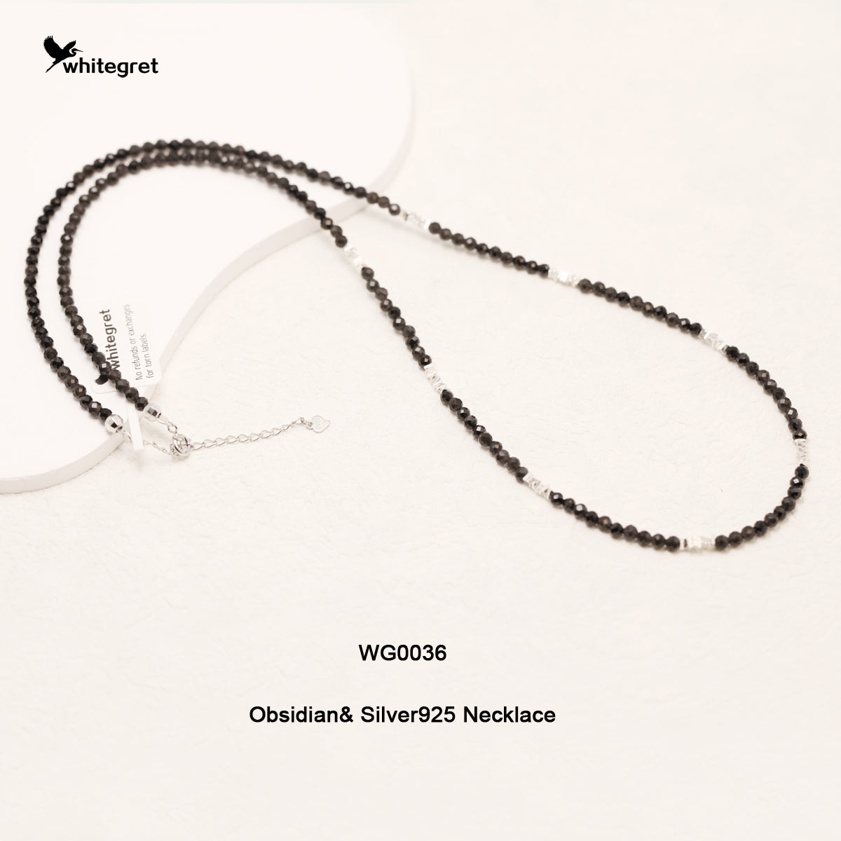 [WG0036] Natural Crystal Obsidian & Silver925 Necklace Birthday gifts