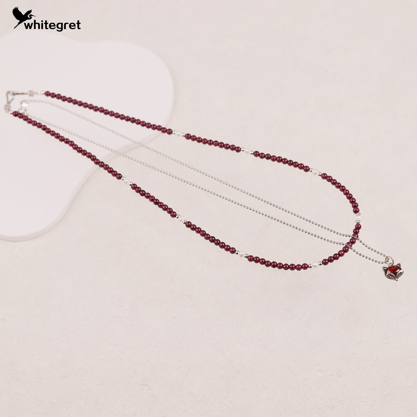[WG0219] Natural Purple Garnet & Silver925 Necklace combo set