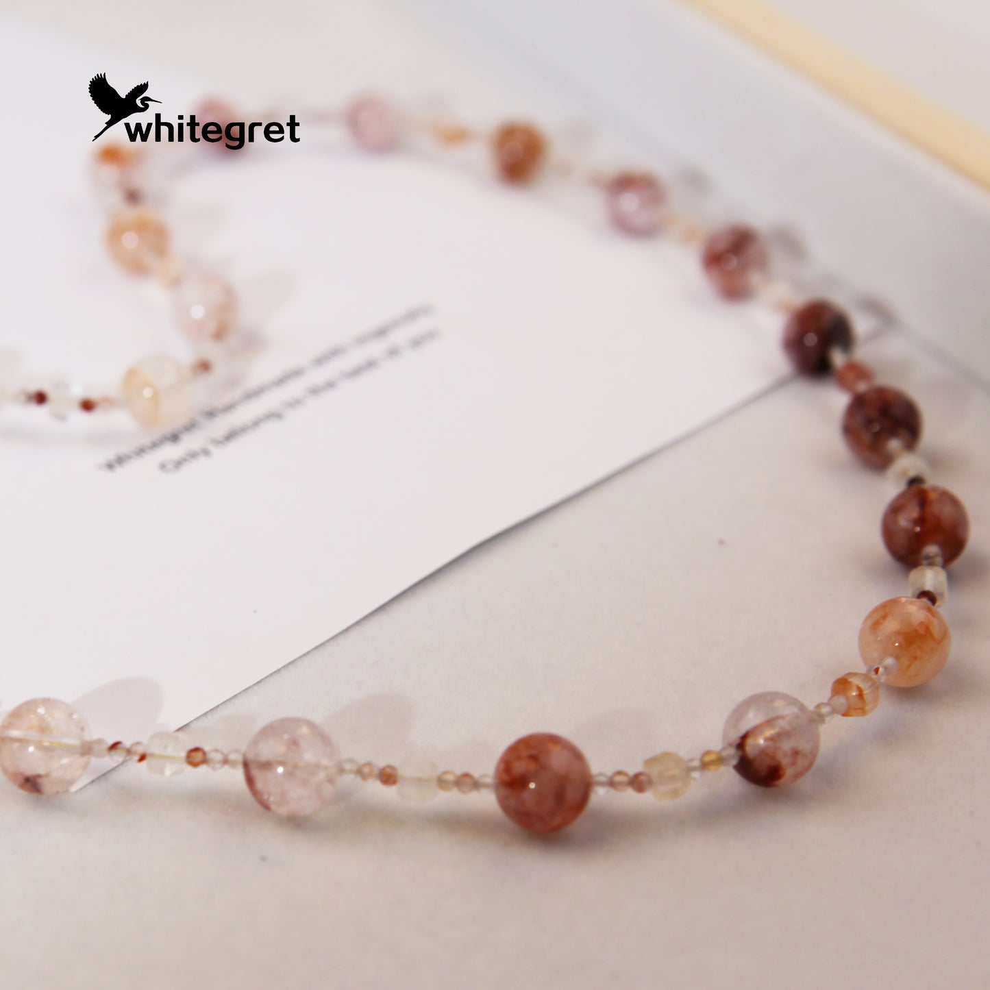 [WG0002] Natural Crystal  Fire Quartz Crystal Necklace sweater chain Red Hematoid bracelet handmade diy new design valent new year gifts Wedding Engagement Daily Birthday Auspicious Anniversary 10㎜+