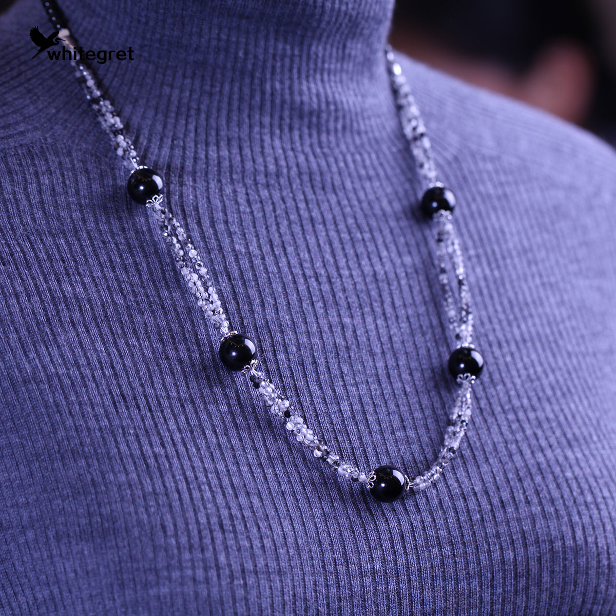 [WG0068] Natural  Black Tourmaline & Black Quartz Rutilated Necklace 2024 new fashion handmade jewelry diy girl Daily Birthday gifts