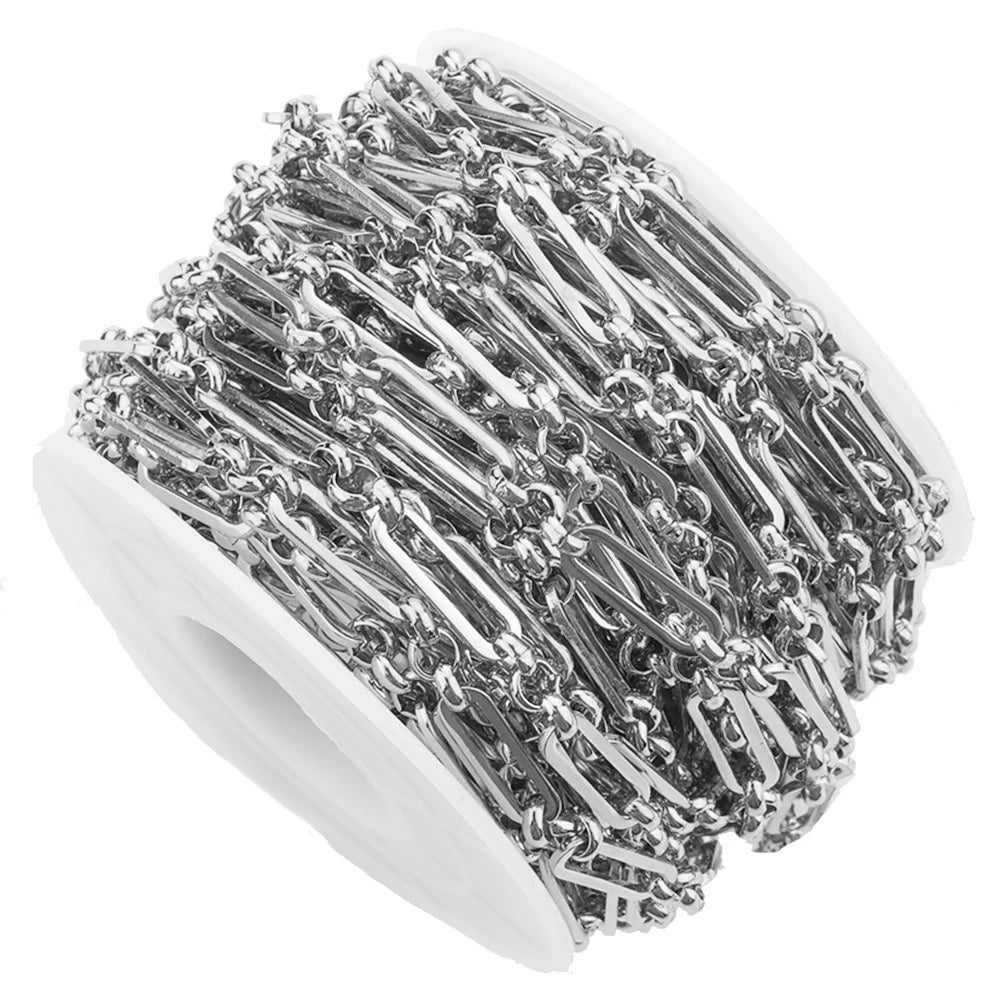 WG1034  3:1 paper clip with circle cross chain-Vacuum Plating Waterproof Stainless steel diy  chain