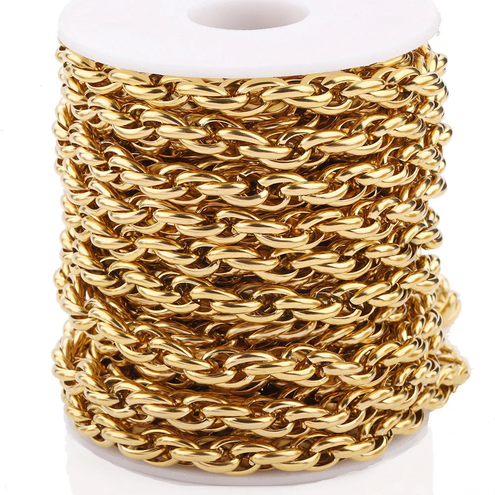 WG1037  7.3mm braided chain-Vacuum Plating Waterproof Stainless steel diy chain