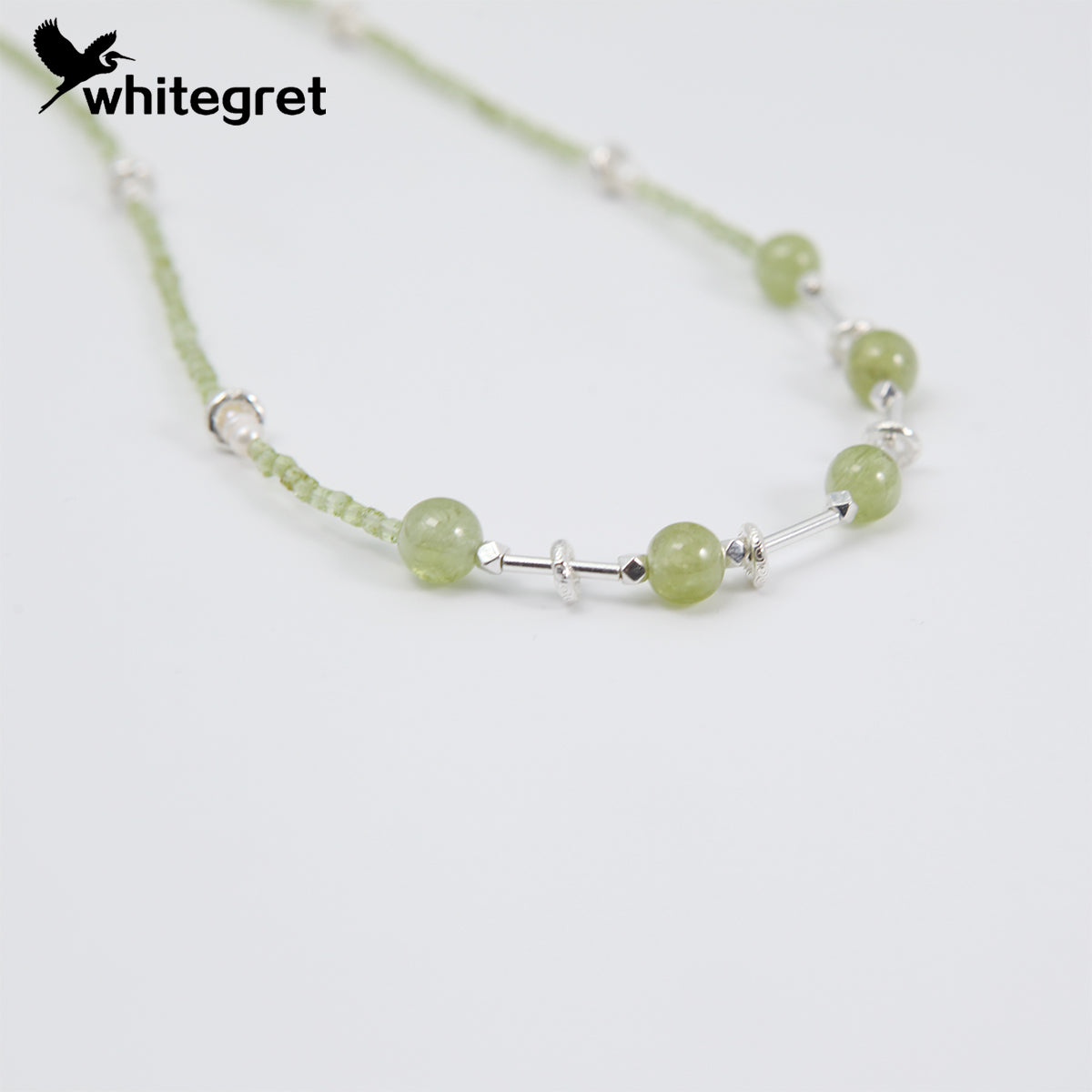 [WG0043] Natural Crystal Prehnite & Peridot  Necklace new original handmade design diy bracelet Birthday Daily girls gifts