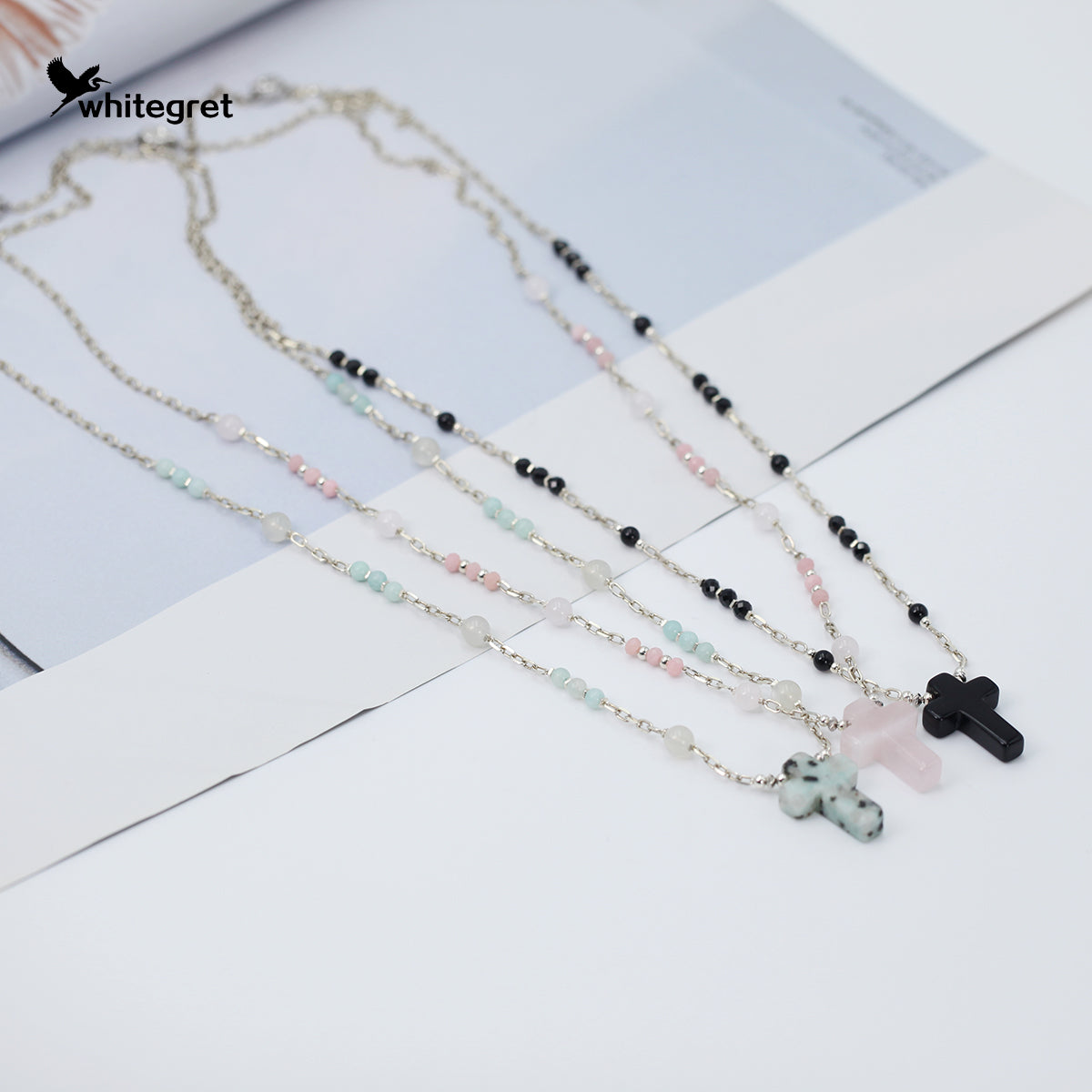 [WG0165]  Rose Quartz Crystal & Silver925 Necklace