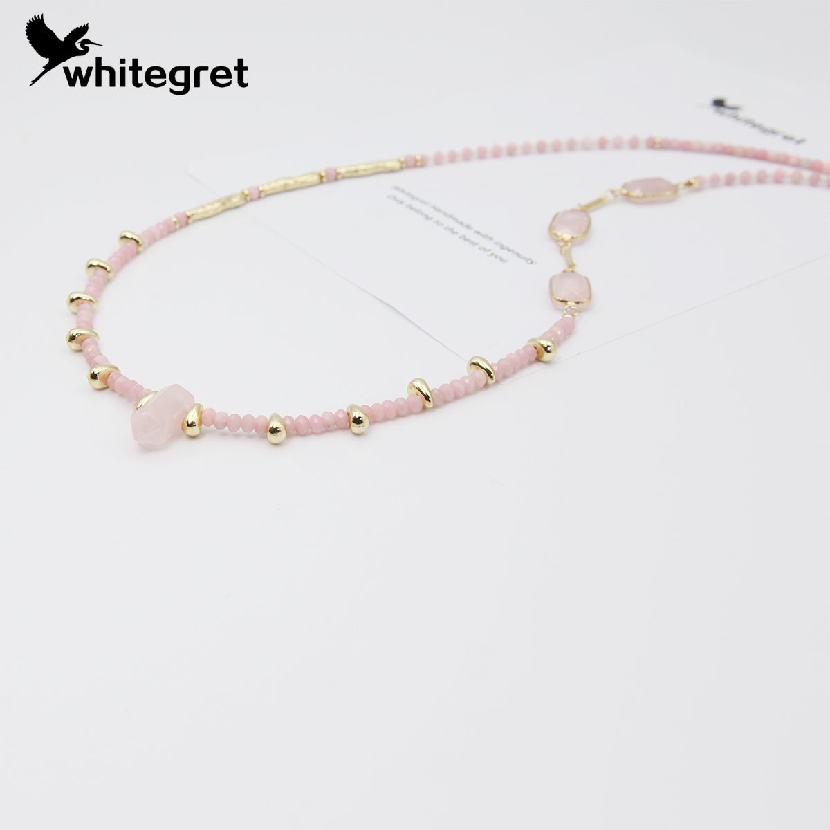 [WG0051]  Natural Crystal Pink Opal & Rose Agate Necklace new original  handmade design diy 2024 fashion girl bracelet valent Birthday Daily gifts
