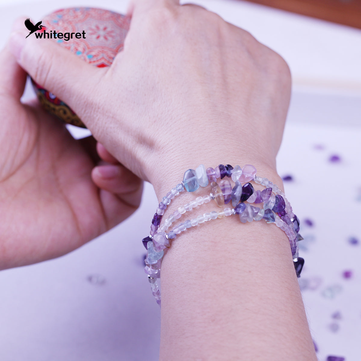 [WG0058] Natural Crystal Fluorite & Silver925 Necklace new original handmade design 2024 fashion jewelry naturalstone diy bracelet girl valent Daily Birthday gifts