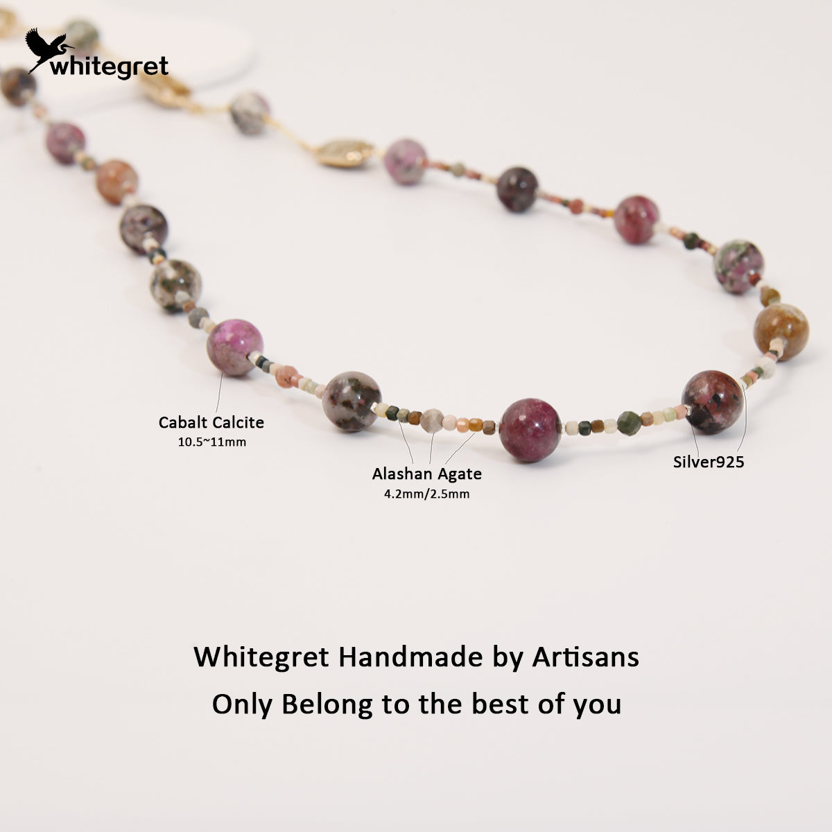 [WG0056] Natural Crystal Cobalt calcite & Alashan Agate Necklace new original handmade design sweater chain 2024 valent fashion diy bracelet Birthday Daily girl gifts