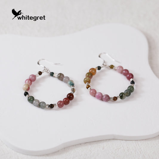 [WG0144] Natural Tourmaline & Silver925 Earrings