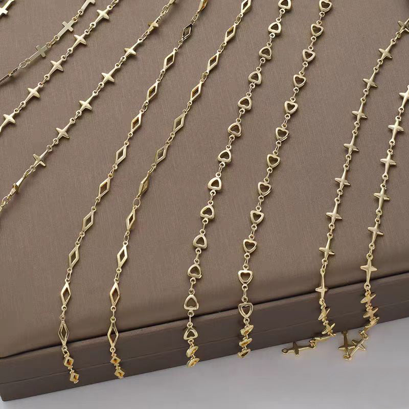 [WG1179] 1M cross chain & cross star chain & skeleton heart & skeleton diamond chain for jewelry diy