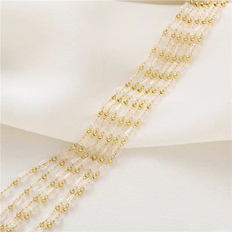 [WG1171] 1M Square Tube Crystal Chain for Jewelry diy
