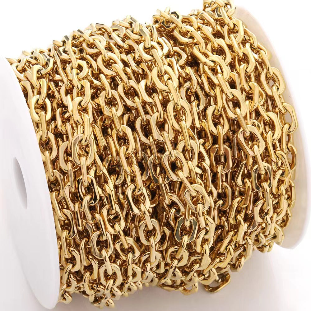 WG1010  Flat cable chain-Vacuum Plating Waterproof Stainless steel diy chain