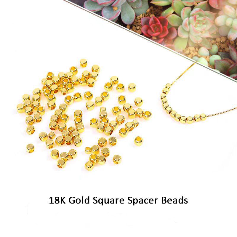 [WG1199] 100pcs 18K/24K Square Spacer Beads for Jewelry diy