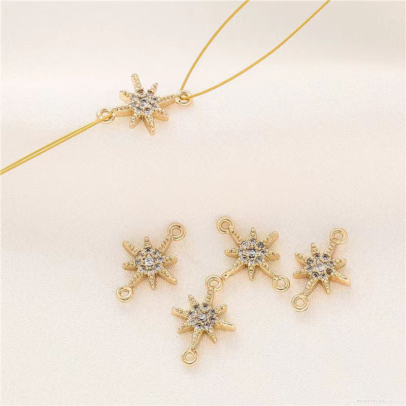 [WG1151] 1pcs/pack Star spacer connecter charm  with white zircon for jewelry diy