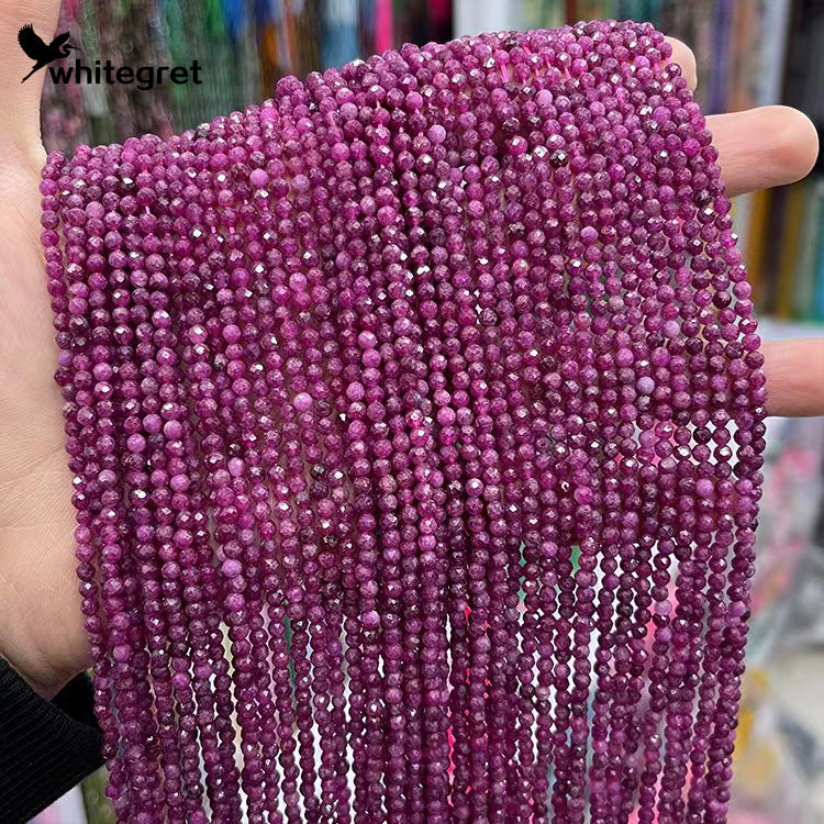 Natural Ruby round facted beads-38cm/per string