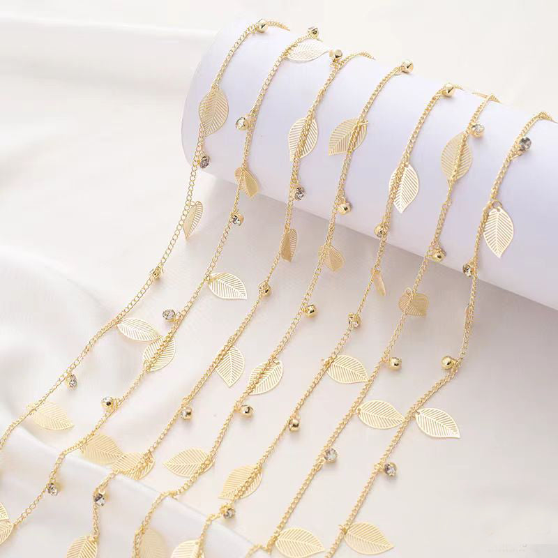 [WG1154] 1M leaves Chain-Vacuum Plating waterproof Jewelry DIY Chain