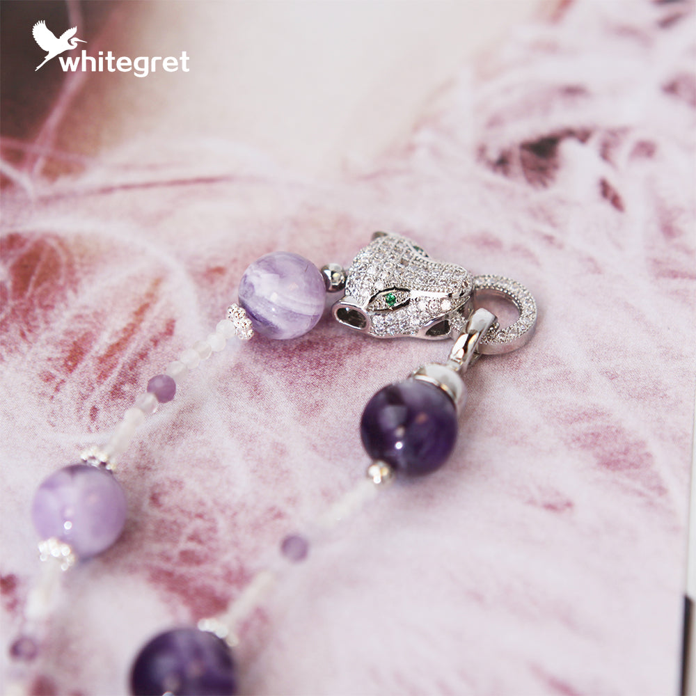 [WG0005] Natural Crystal Amethyst Necklace sweater chain Bracelet valent 2024 new year gift handmade diy  Anniversary Auspicious Birthday Daily Engagement Wedding gifts