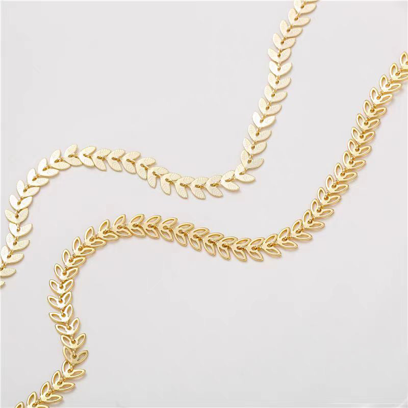 [WG1190] 1M Skeleton Leaves & Embossed leaves Chain-Vacuum Plating waterproof Jewelry DIY Chain