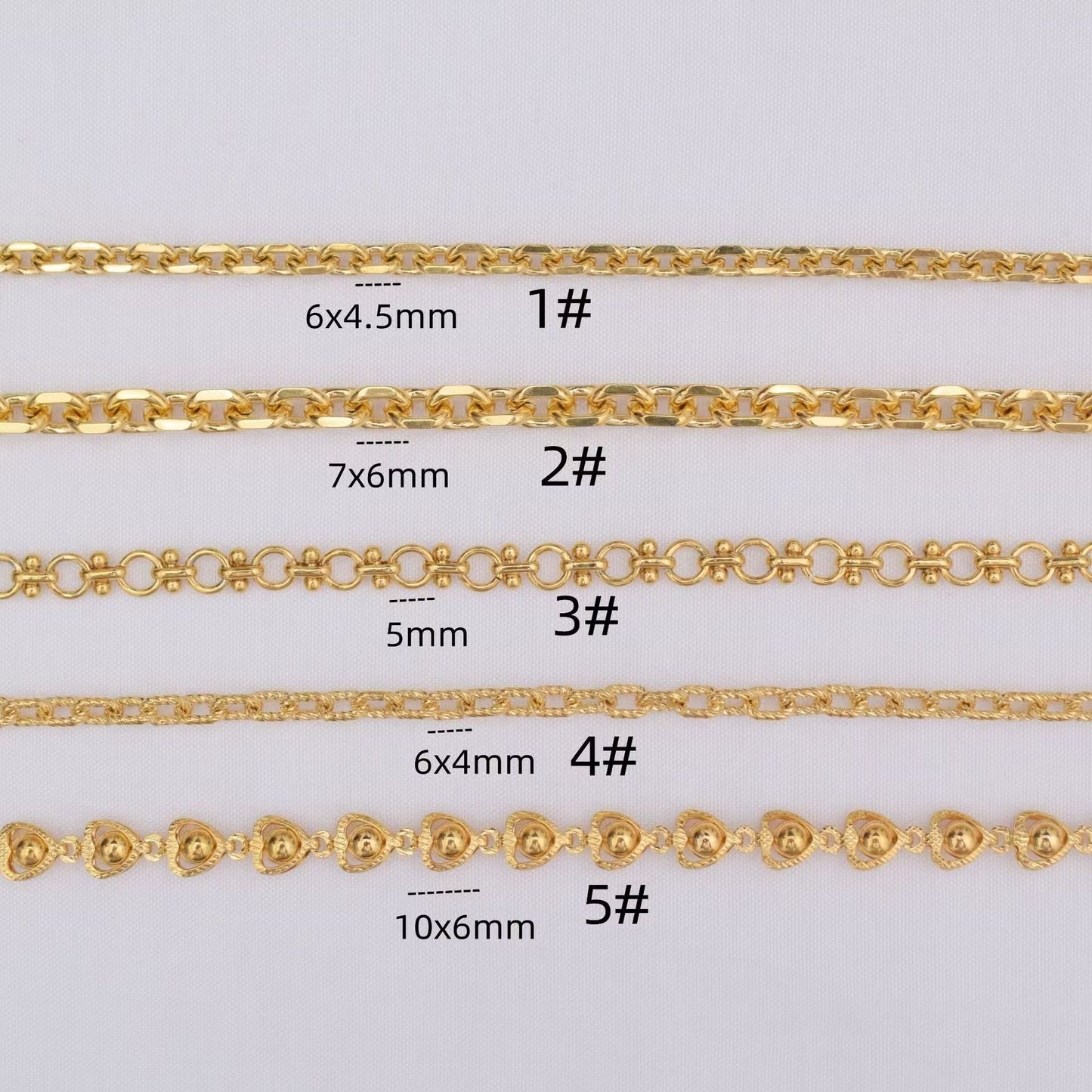 [WG1164] 1M 24k Gold Plated Chain-Vacuum Plating Waterproof Jewelry DIY Chain-