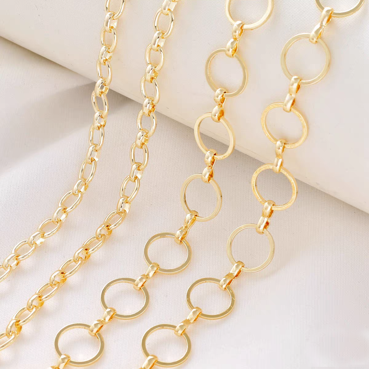 [WG1170] 14K O & cirecle Chain-Vacuum Plating Stainless Steel Bulk Chain for Jewelry DIY