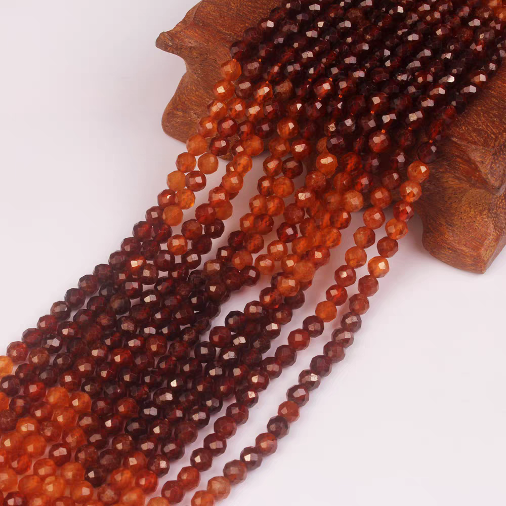 [WG1110] Multi- natural garnet facted beads 1 string for Jewelry diy
