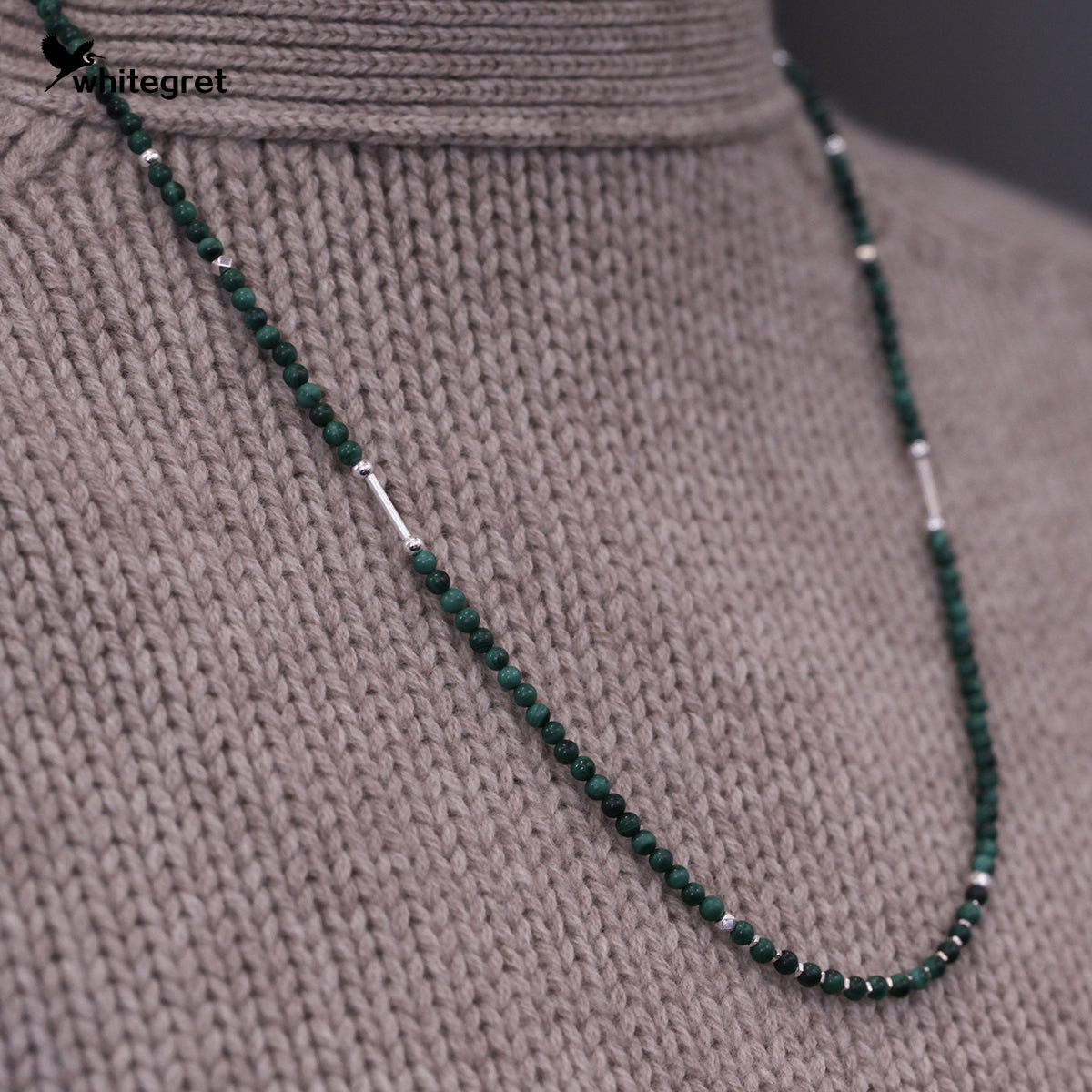 [WG0066] Natural Malachite & Silver925 Necklace new original handmade design 2024 fashion jewelry diy Daily Birthday girl gifts