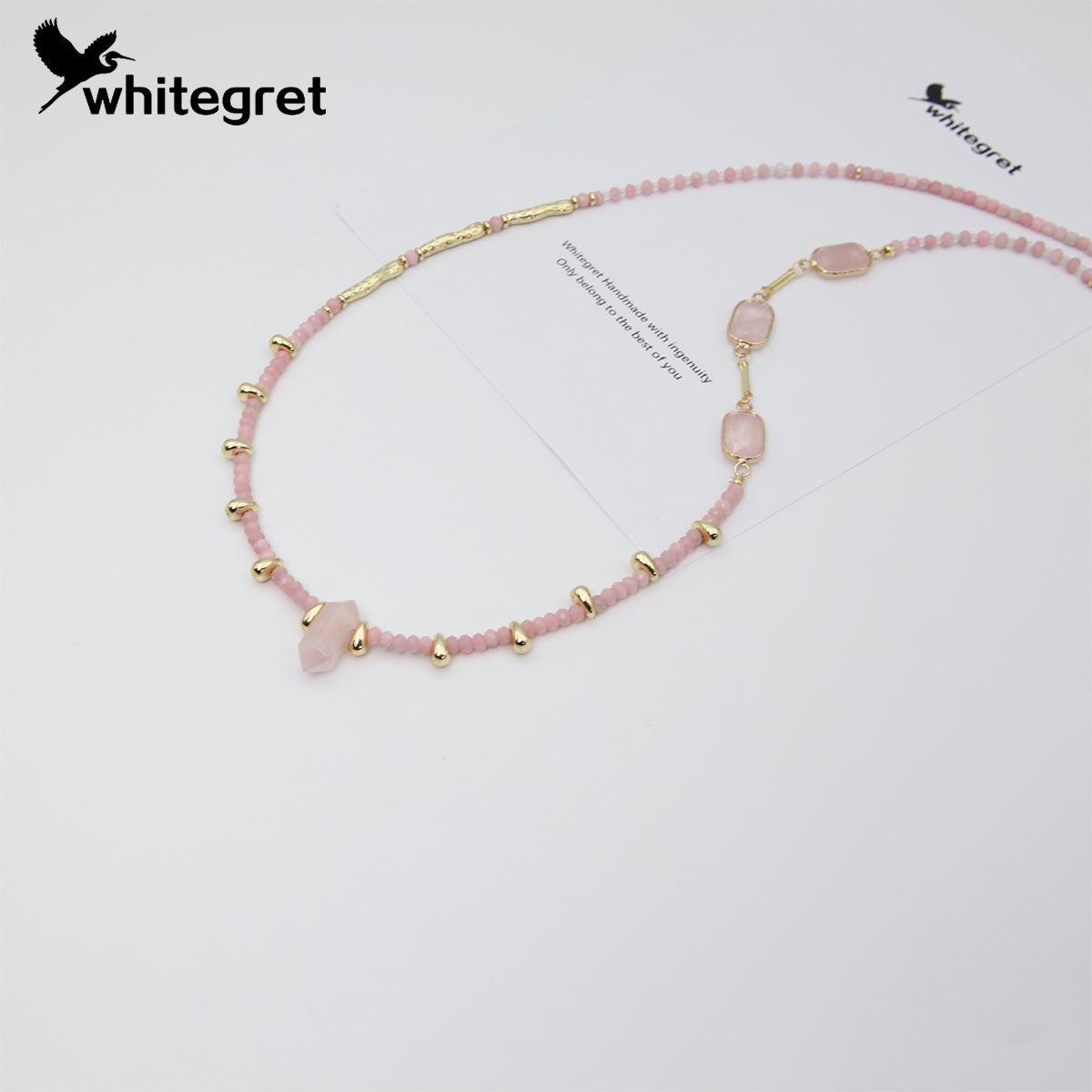 [WG0051]  Natural Crystal Pink Opal & Rose Agate Necklace new original  handmade design diy 2024 fashion girl bracelet valent Birthday Daily gifts