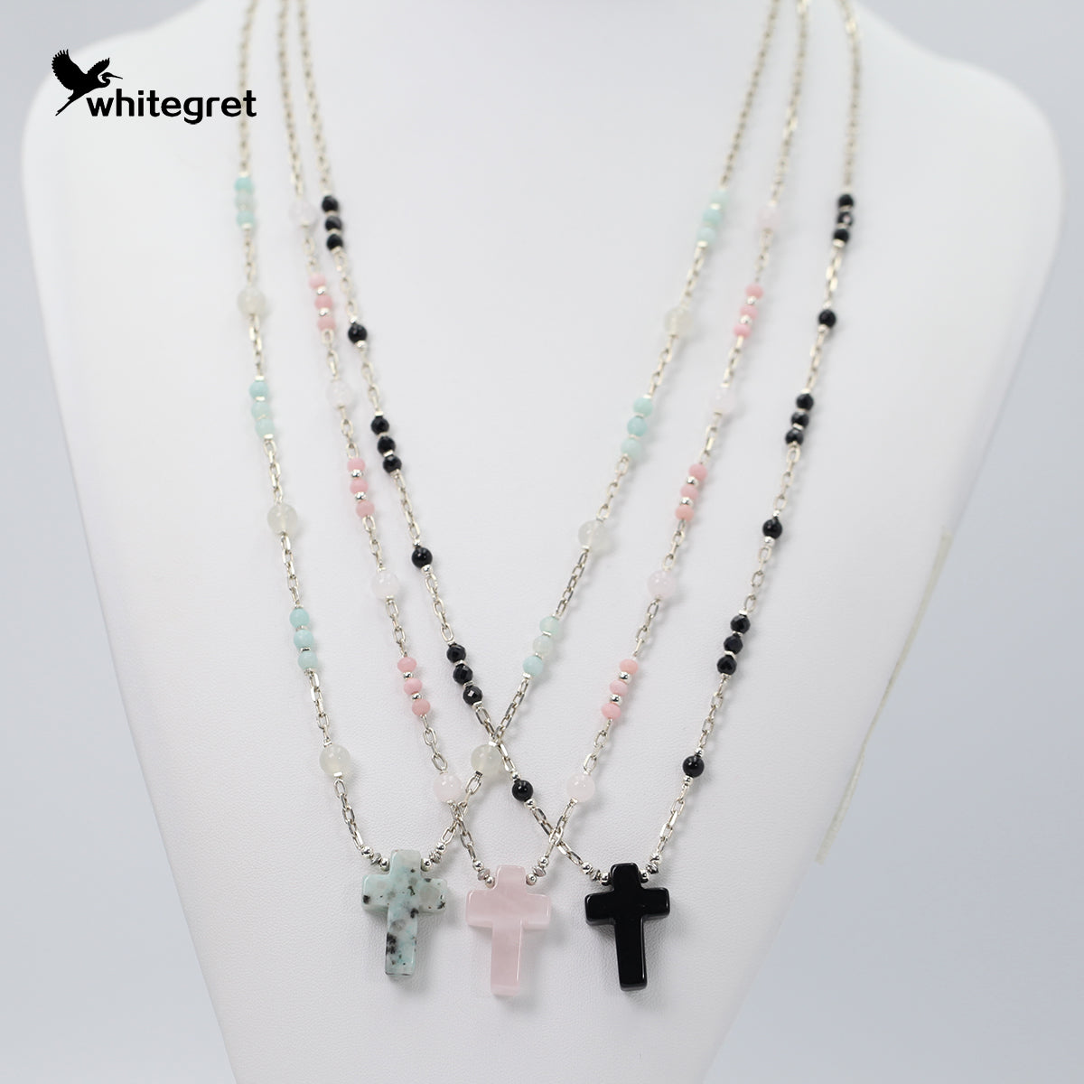 [WG0165]  Rose Quartz Crystal & Silver925 Necklace