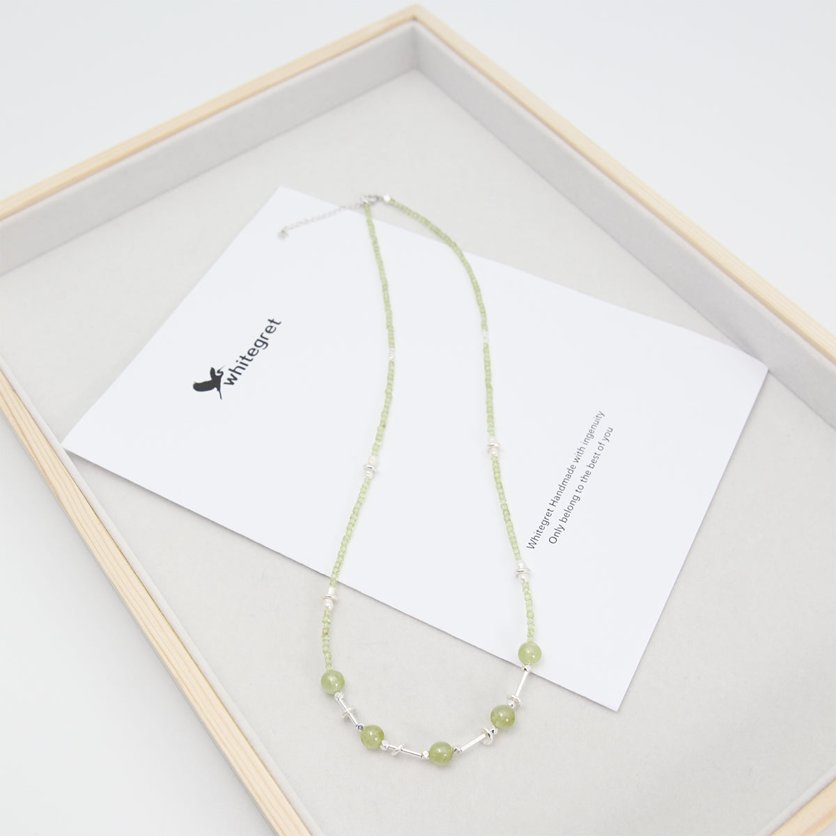 [WG0043] Natural Crystal Prehnite & Peridot  Necklace new original handmade design diy bracelet Birthday Daily girls gifts
