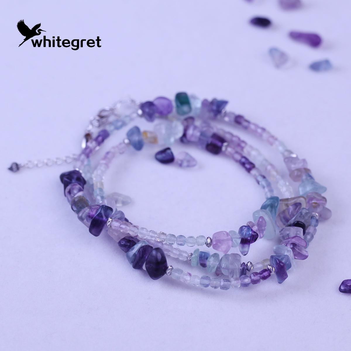 [WG0058] Natural Crystal Fluorite & Silver925 Necklace new original handmade design 2024 fashion jewelry naturalstone diy bracelet girl valent Daily Birthday gifts
