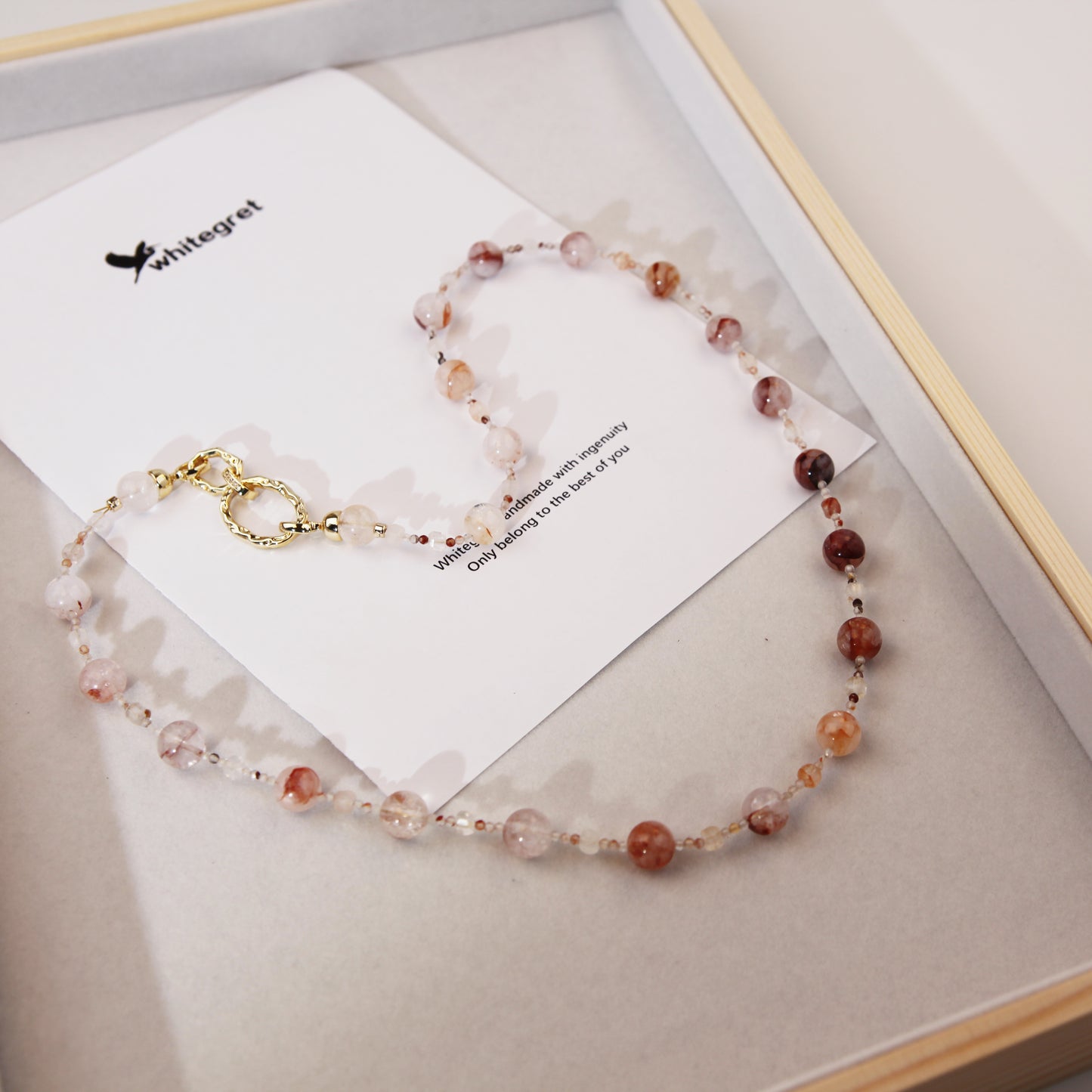[WG0007] Natural Crystal Fire Quartz Crystal Necklace Red Hematoid bracelet sweater chain handmade diy 2024 new design valent new year gifts Wedding Engagement Daily Birthday Auspicious Anniversary 9.6㎜+ over ＄25 free shipping