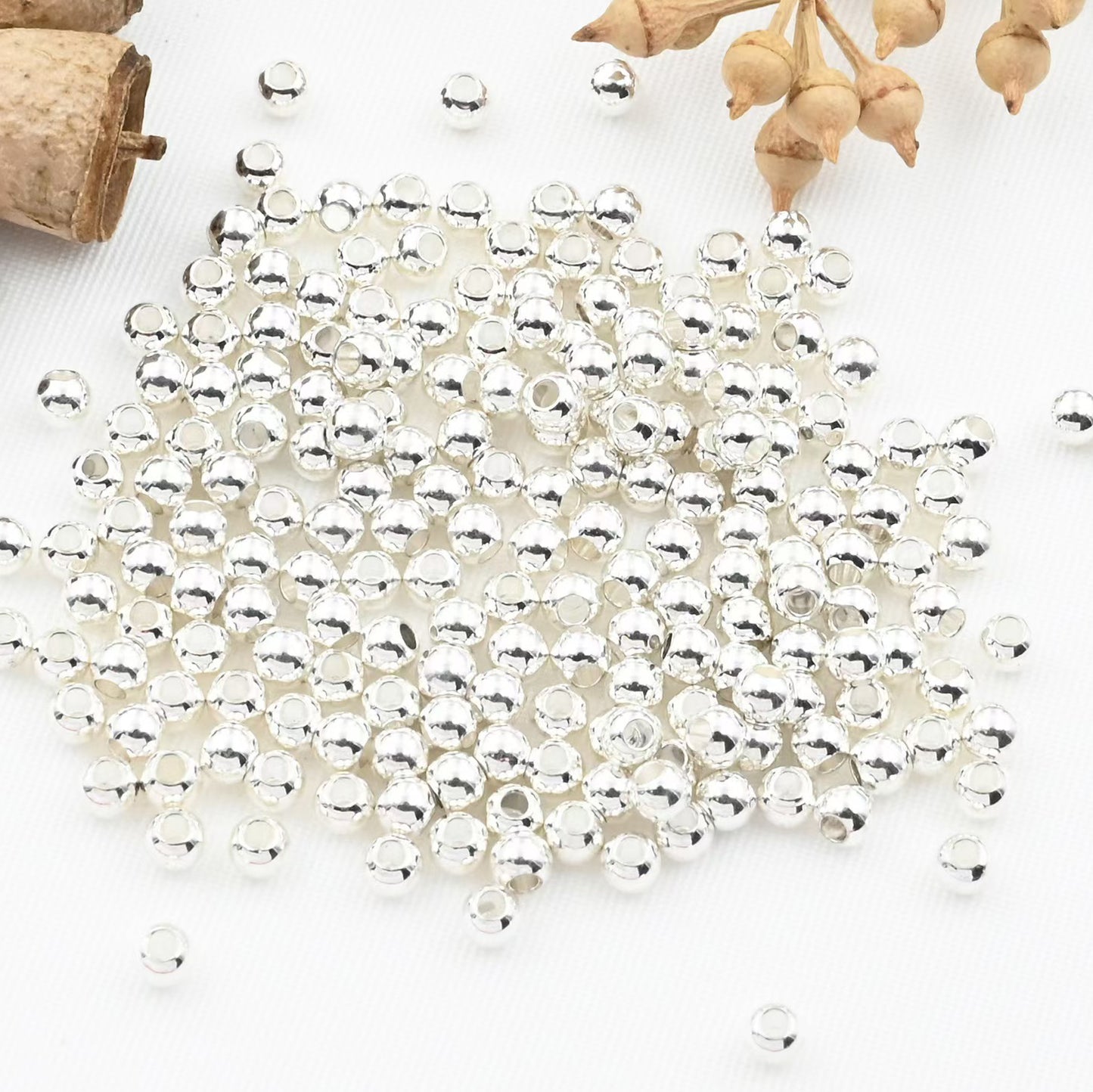 [WG1137] 100pcs/pack Round Spacer Beads-Vacuum Plating Waterproof Stainless steel beads