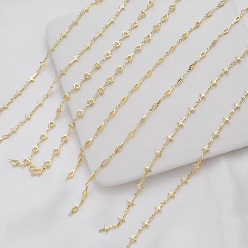 [WG1179] 1M cross chain & cross star chain & skeleton heart & skeleton diamond chain for jewelry diy