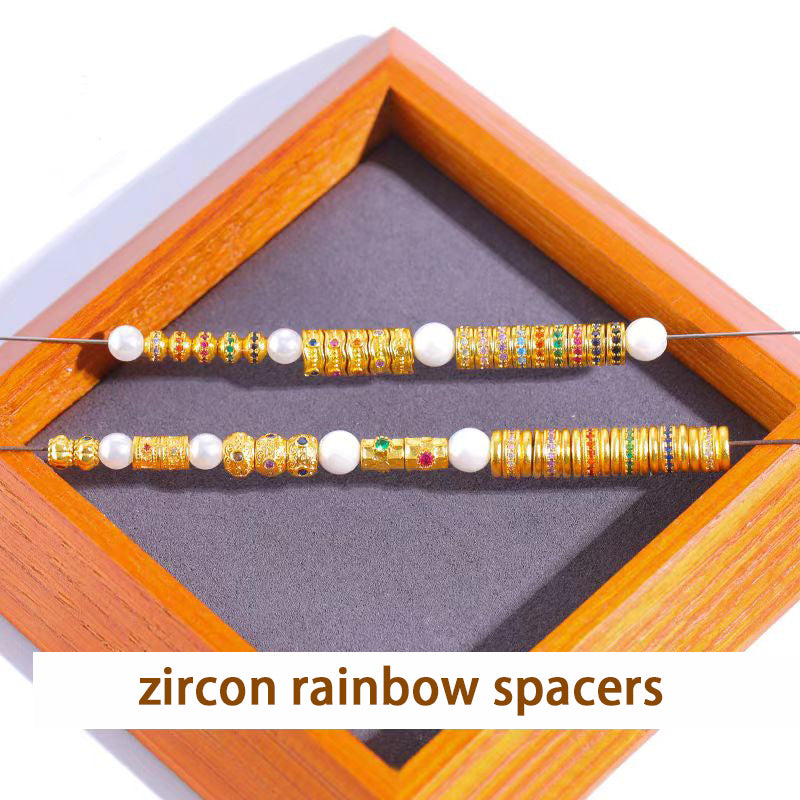 [WG1195] Zircon rainbow spacers for Jewelry diy charms