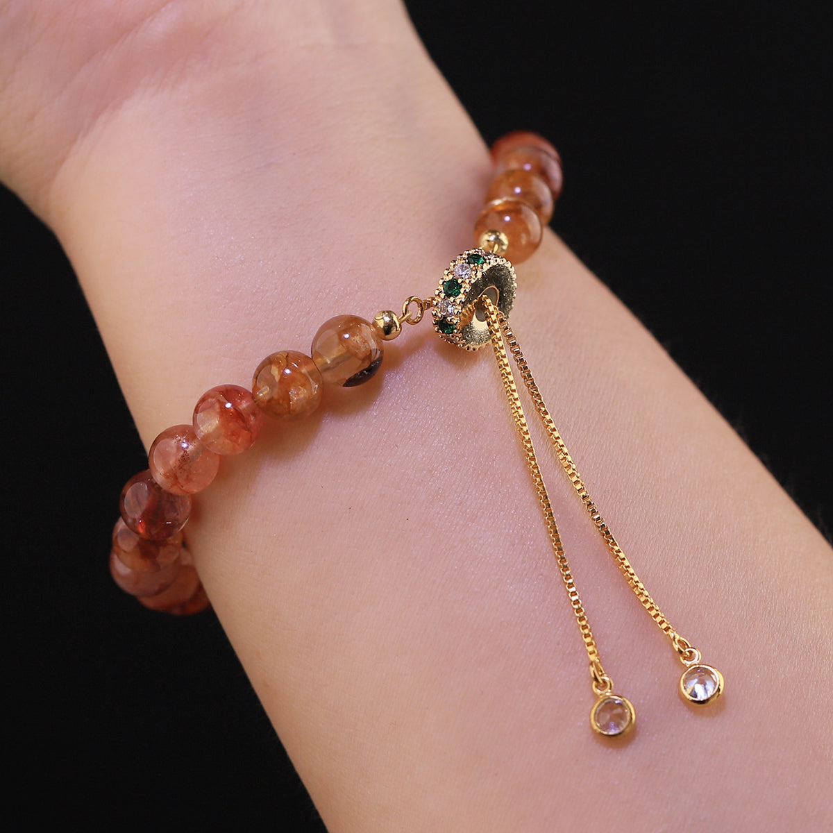 blue moonstone/white moonstone/green lepidoliet/ fire quartz bracelets with adjustable chain