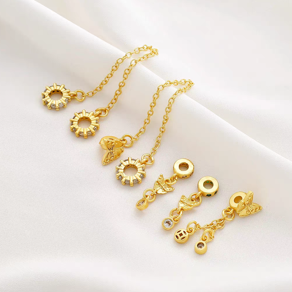 [WG1166] Butterfly & zircon tassels charms spacers for jewelry diy