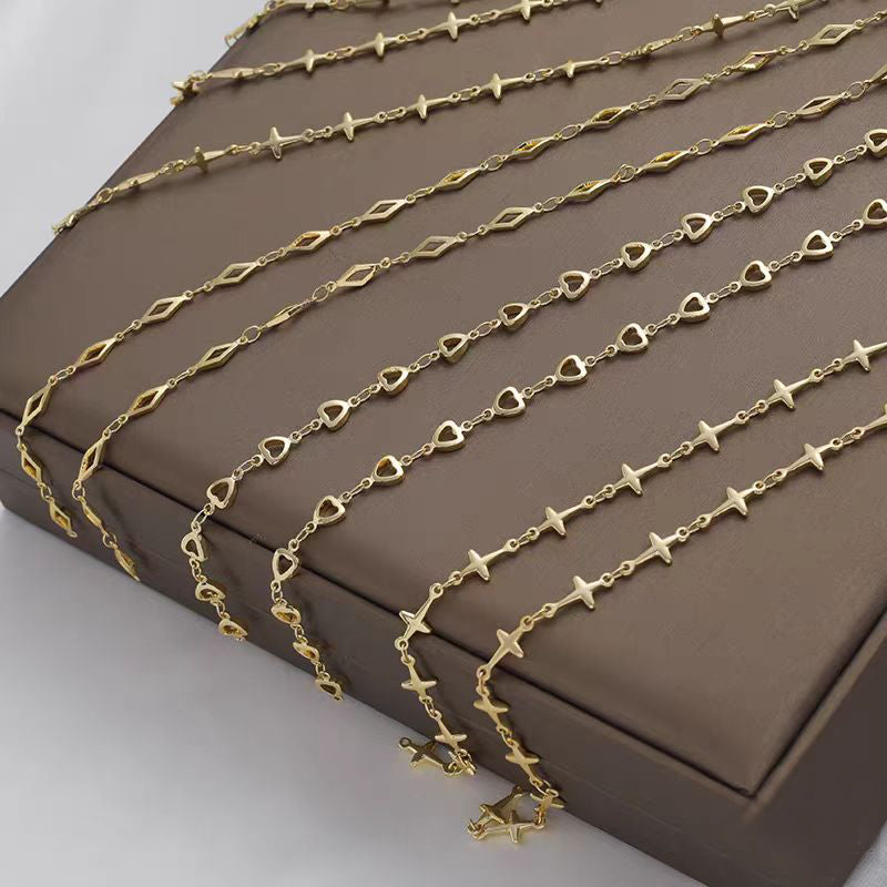 [WG1179] 1M cross chain & cross star chain & skeleton heart & skeleton diamond chain for jewelry diy