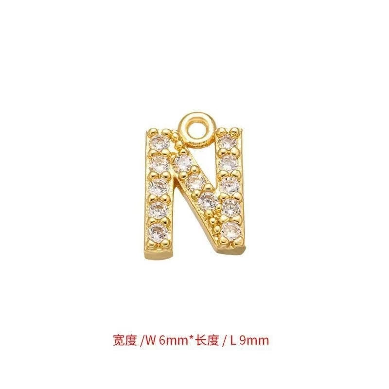 [WG1159] Letter spacer charm pendant with white zircon silver or gold for jewelry diy