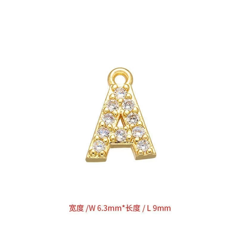 [WG1159] Letter spacer charm pendant with white zircon silver or gold for jewelry diy