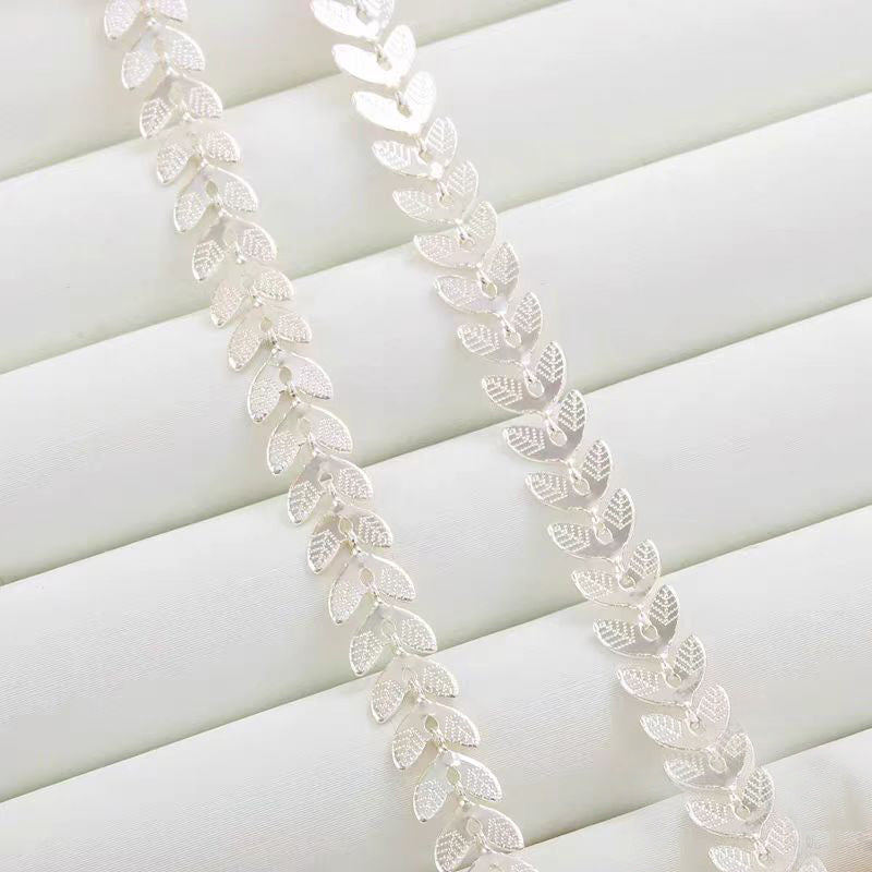 [WG1190] 1M Skeleton Leaves & Embossed leaves Chain-Vacuum Plating waterproof Jewelry DIY Chain