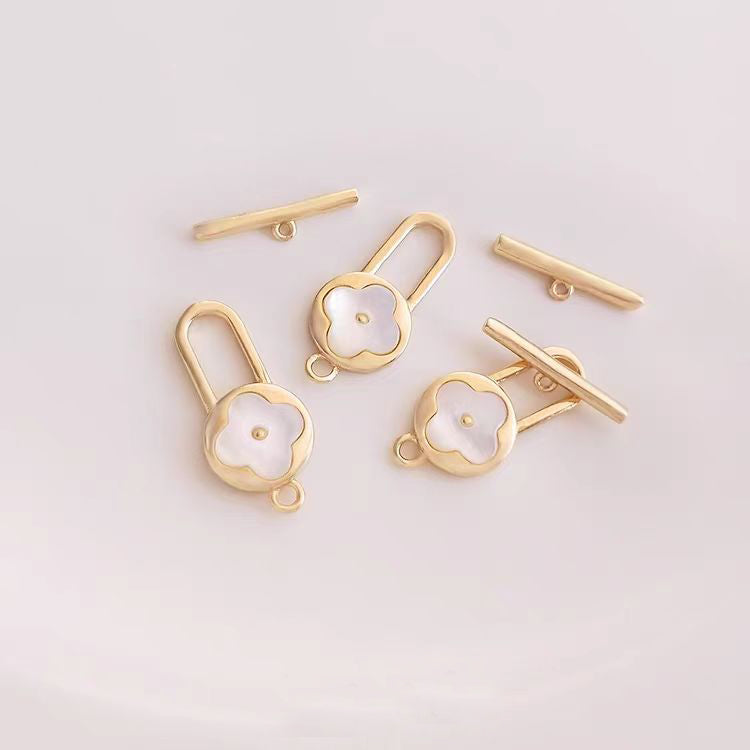 [WG1213] 14K Four leaf Shell OT Clasp for Jewelry diy