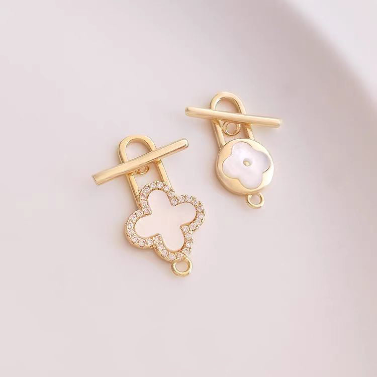 [WG1213] 14K Four leaf Shell OT Clasp for Jewelry diy