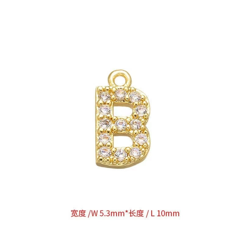 [WG1159] Letter spacer charm pendant with white zircon silver or gold for jewelry diy