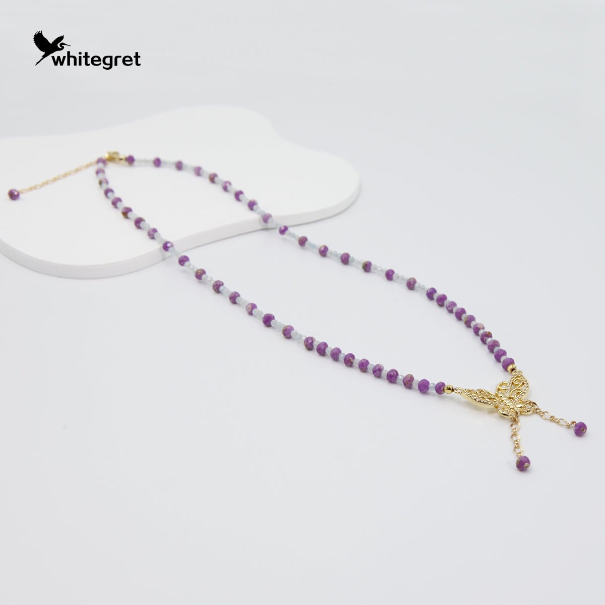 [WG0062] Lepidolite & Angelite Necklace over $25 free shipping