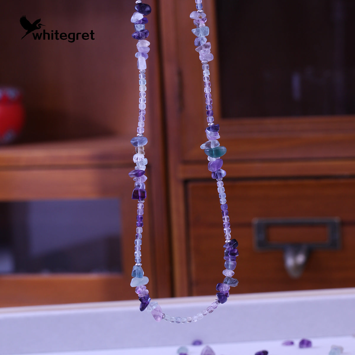 [WG0058] Natural Crystal Fluorite & Silver925 Necklace new original handmade design 2024 fashion jewelry naturalstone diy bracelet girl valent Daily Birthday gifts