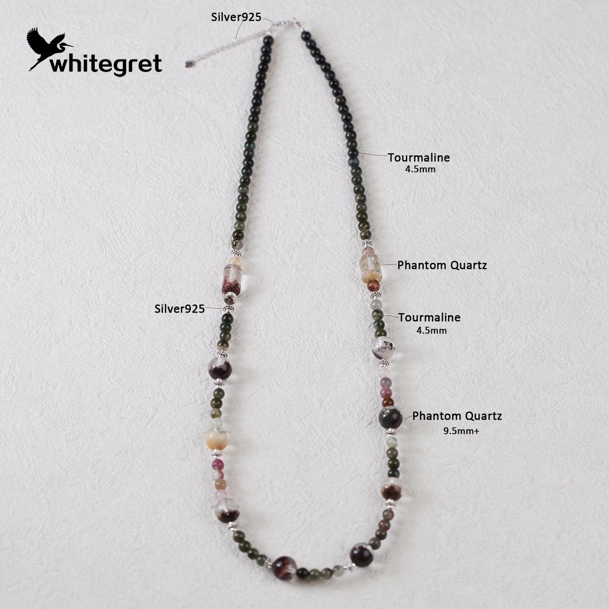 [WG0139] High Quality Natural Crystal Phantom Quart &Toumaline&silver925 Necklace and Bracelet  sets
