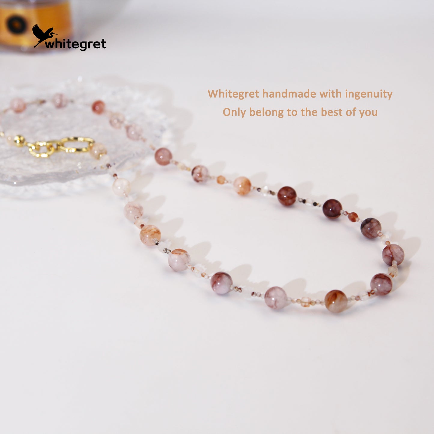 [WG0007] Natural Crystal Fire Quartz Crystal Necklace Red Hematoid bracelet sweater chain handmade diy 2024 new design valent new year gifts Wedding Engagement Daily Birthday Auspicious Anniversary 9.6㎜+ over ＄25 free shipping