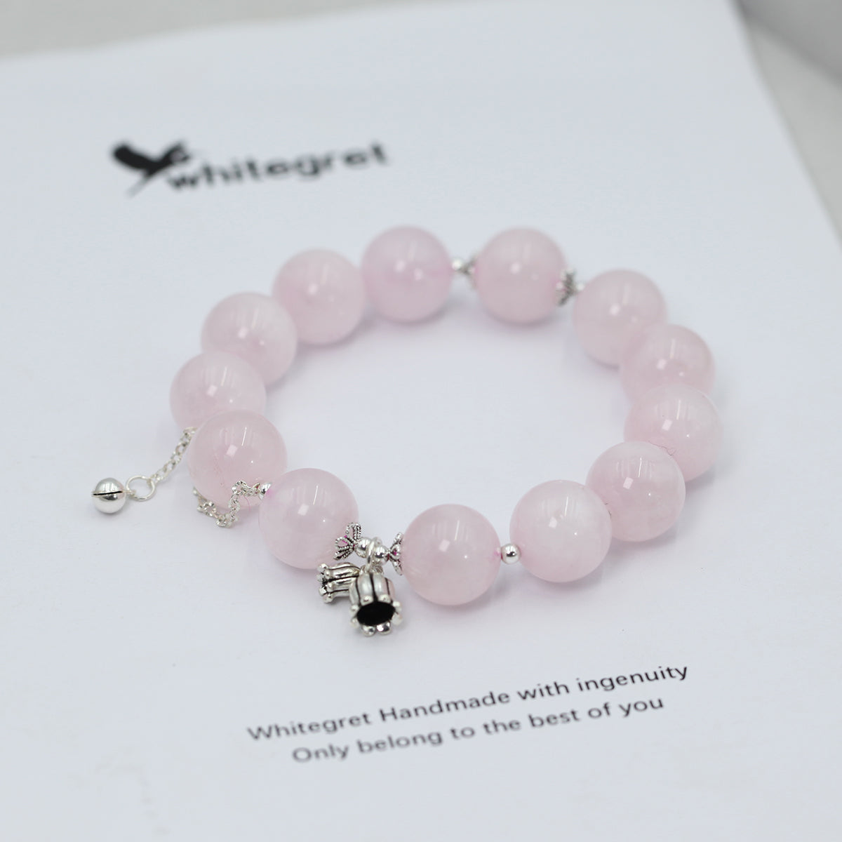 [WG0101] Natural Crystal Rose Quartz & Sivler925 Bracelet 14㎜+ new jewelry handmade diy original design girl wowen Birthday Daily gifts -PROTECTION-LOVE