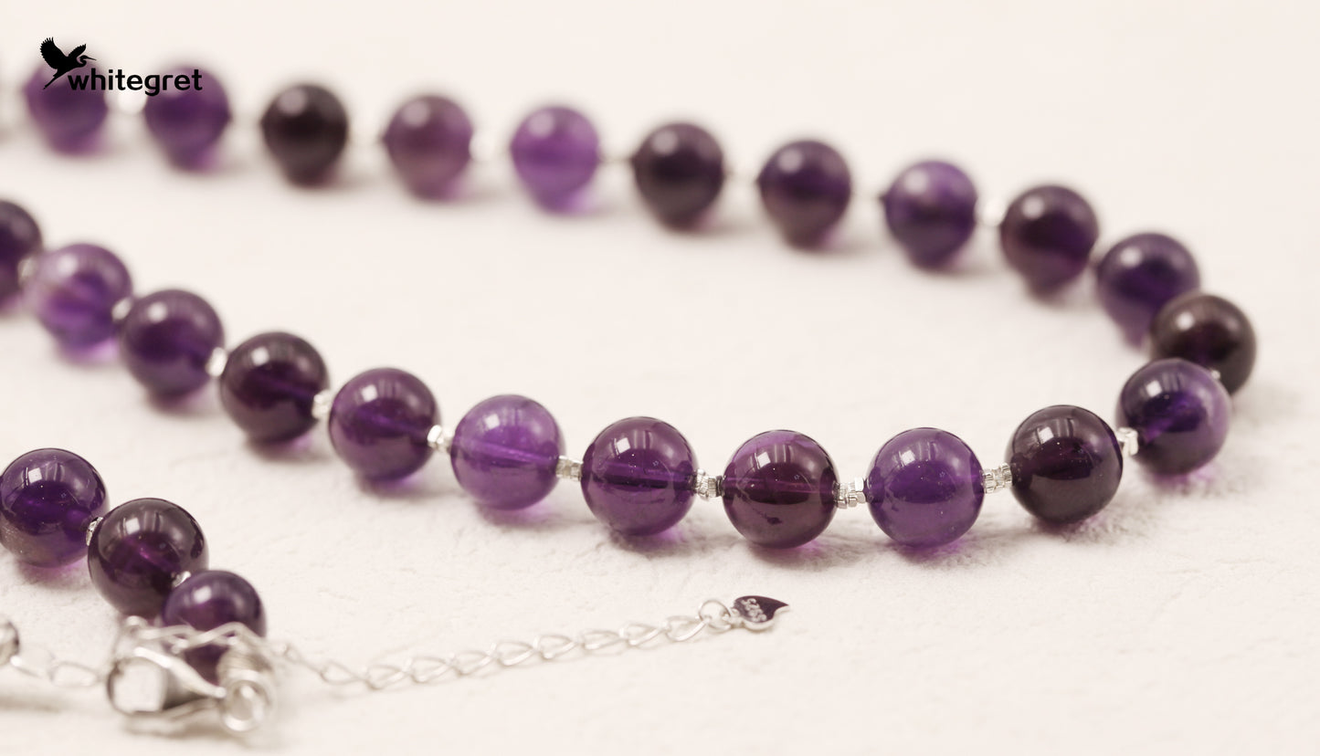 [WG0046] Natural Crystal Amethyst & Silver925 Necklace new original girl fashion gifts