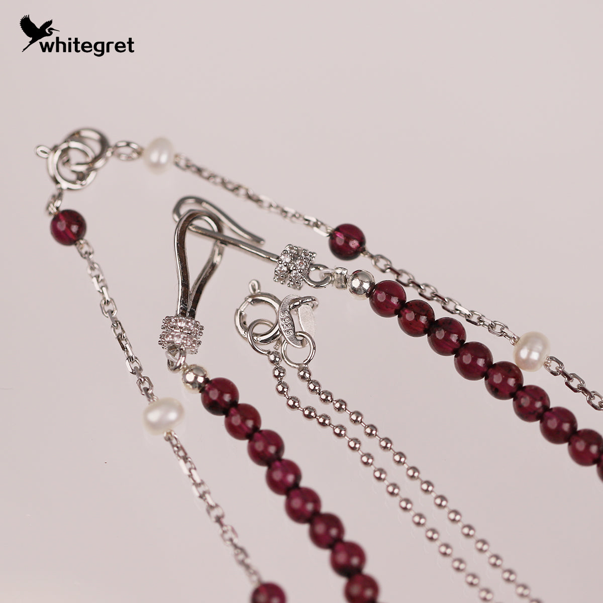 [WG0219] Natural Purple Garnet & Silver925 Necklace combo set