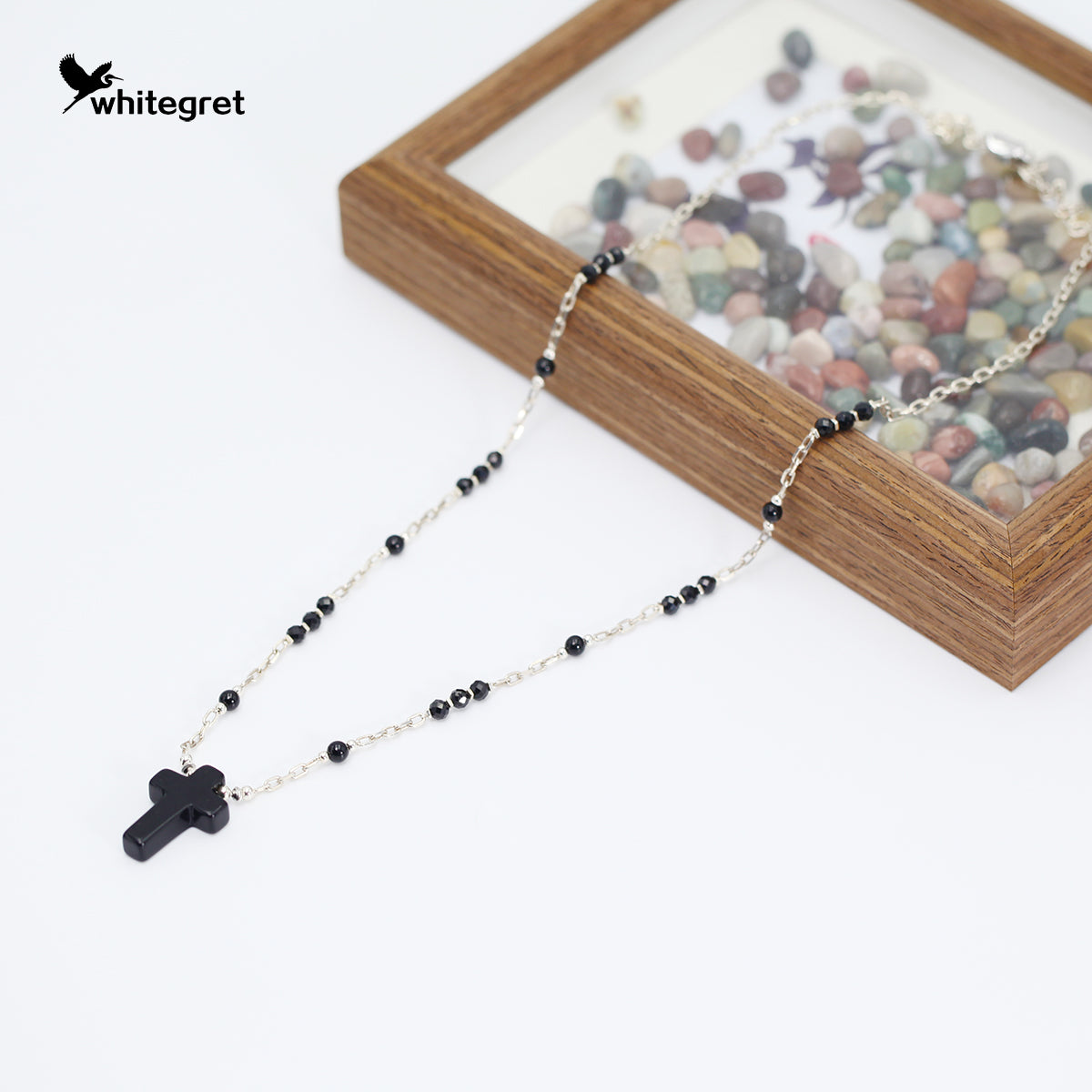 [WG0164] Natural Obsidian crystal & Silver25 Necklace